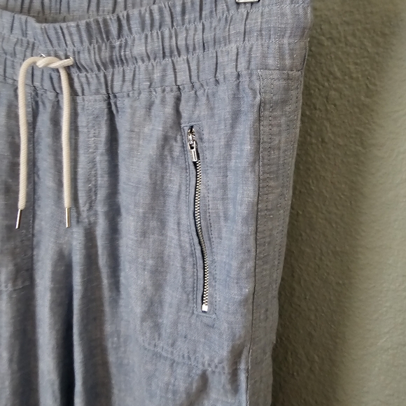 Athleta Cabo 100% Linen Wide Leg Pants Size 2 Blue - Picture 3 of 7